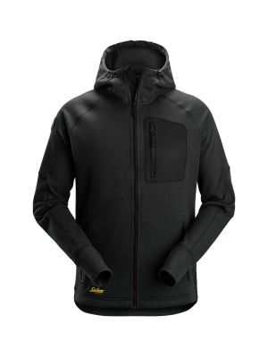 Snickers Work Hoodie Fleece Flexiwork Full Zip 8041 71workx Black 0400 front