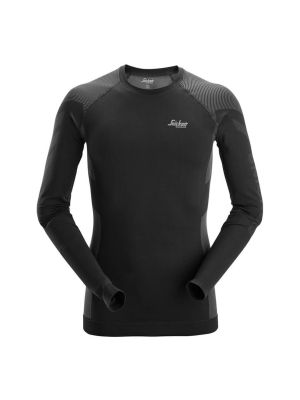 Snickers Work T shirt Seamless Base Layer In Motion Top 9491 Black Grey 0418 71workx front