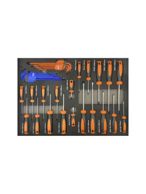 SP Tools SP00533 38-piece set with screwdrivers and magnetic hex keys 71workx front