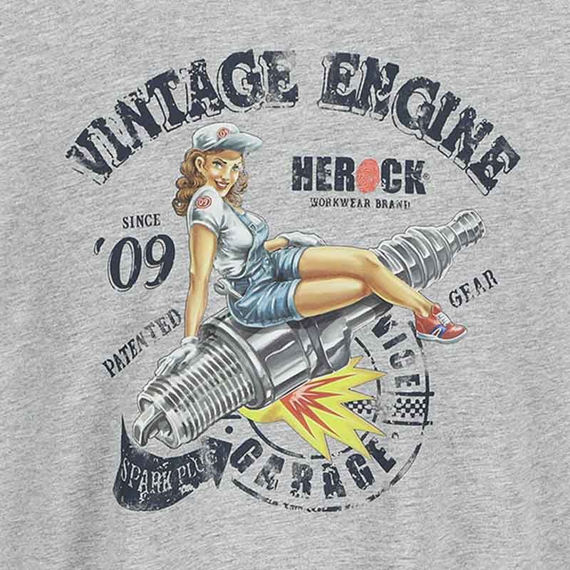 Light Herock grey Logo Graphic 23MTS2204 Work T-shirt Engine heather