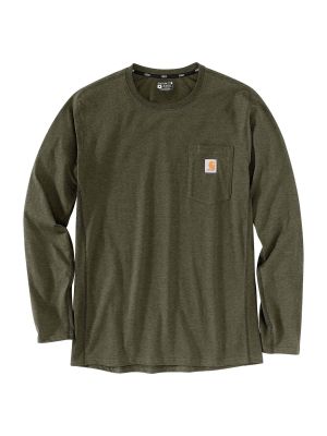 104617 Werk T-shirt Lange Mouw Force Flex Basil Heather G73 Carhartt 71workx voor