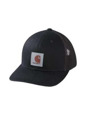 105216 Cap Twill Mesh Logo Patch Carhartt N04 Black 71workx front 105216 Cap Twill Mesh Logo Patch Carhartt N04 Black 71workx front