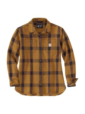 105576 Women's Work Shirt Twill Plaid Carhartt Brown BRN 71workx front 105576 Women's Work Shirt Twill Plaid Carhartt Brown BRN 71workx front