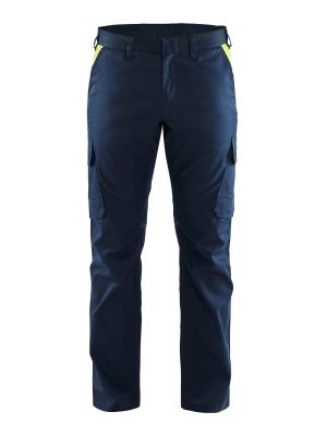 1444-1832 Work Trouser Stretch Industry Blåkläder Dark Navy High Vis Yellow 8633 71workx Front