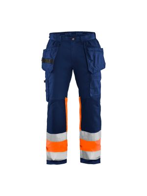 High Vis Trousers With Stretch 1558 Marineblauw/Oranje - Blåkläder High Vis Trousers With Stretch 1558 Marineblauw/Oranje - Blåkläder