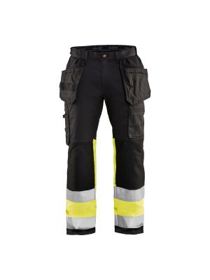 High Vis Trousers With Stretch 1558 Zwart/High Vis Geel - Blåkläder