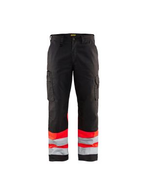 High Vis Trouser 1564 Zwart/High Vis Rood - Blåkläder
