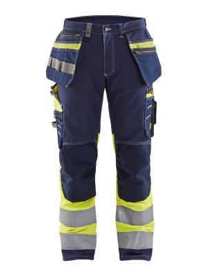1794-1370 High Vis Work Trouser Stretch 8833 Navy/Yellow Blåkläder 71Workx Front