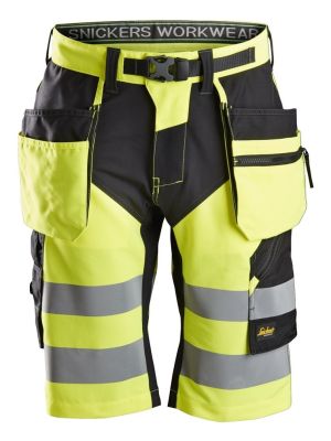 Snickers 6933 FlexiWork, High-Vis Short Trousers + Holster, Class 1 - High viz Yellow/Black