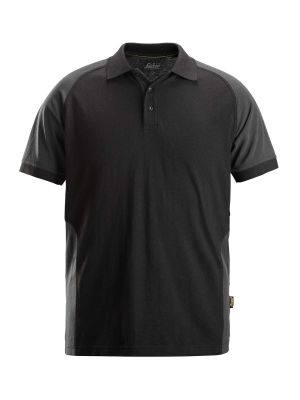 2750 Work Polo Shirt Two-Coloured Snickers Black Steel Grey 0458 71workx front 2750 Work Polo Shirt Two-Coloured Snickers Black Steel Grey 0458 71workx front