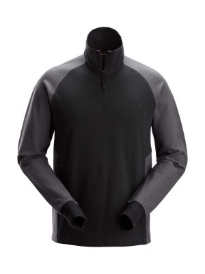 2841 Work Sweater Two-Tone Half-Zip Snickers 71workx Black Steel Grey 0458 front 2841 Work Sweater Two-Tone Half-Zip Snickers 71workx Black Steel Grey 0458 front