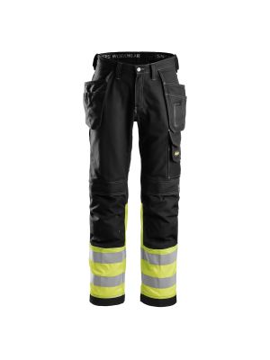 Snickers 3235 Work Trousers+ Holster Pockets High-Vis Class 1 - Black/Yellow