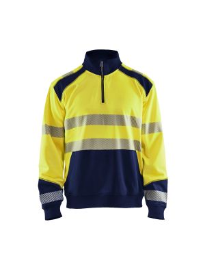 High Vis Sweatshirt With Half Zip 3556 High Vis Geel/Marine - Blåkläder