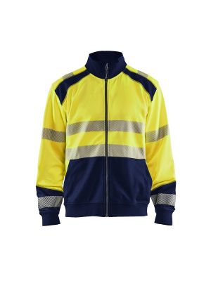 High Vis Sweatshirt With Full Zip 3558 High Vis Geel/Marine - Blåkläder