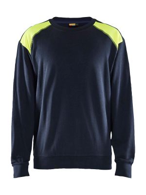 Blåkläder Work Sweater Two-Colour 3580 Navy High Vis Yellow 8633 71workx Front