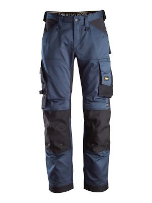 6351 Work Trousers Stretch AllroundWork Navy Black 9504 71workx Snickers front