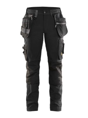 7115-1343 Women's Work Trousers Stretch - Blåkläder - black - front 