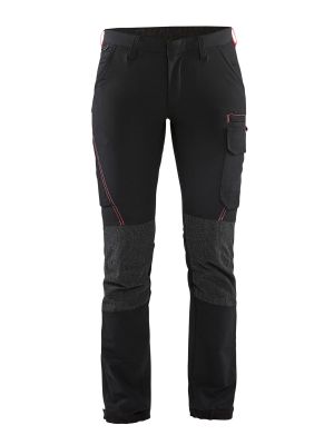 7122-1645 Women's Service Work Trousers 4-way Stretch - Blåkläder - black red - front 7122-1645 Women's Service Work Trousers 4-way Stretch - Blåkläder - black red - front