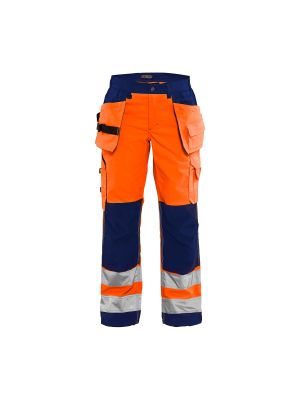 Ladies High Vis Trousers 7156 High Vis Oranje/Marineblauw - Blåkläder