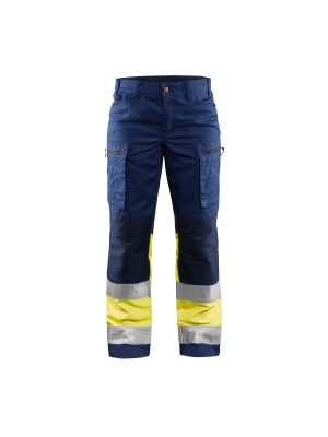 Ladies High Vis Trousers Stretch 7161 Marine/High Vis Geel - Blåkläder