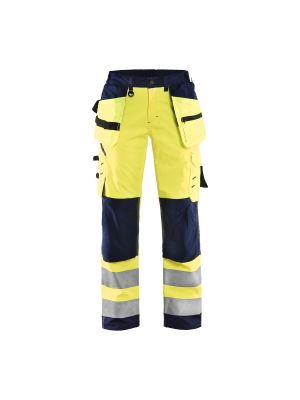 Ladies High Vis Softshell Trouser 7167 High Vis Geel/Marineblauw  - Blåkläder