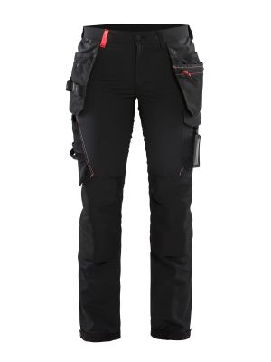 7192-1645 Women's Work Trousers 4-way stretch - Blåkläder - black/red - front 7192-1645 Women's Work Trousers 4-way stretch - Blåkläder - black/red - front
