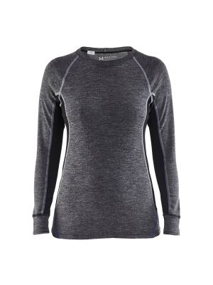 Ladies Underwear Top Warm 100% Merino 7200 Medium Grijs/Zwart - Blåkläder