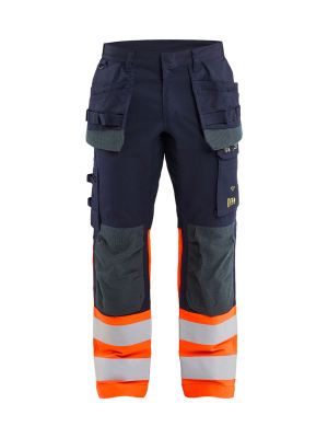 Blåkläder work trousers 1487 Inherent Multinorm Holster Pockets Navy/Orange front