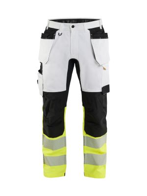 Blåkläder High Vis Painter Trouser Stretch Holster 1775 1033 White / High Vis Yellow 71workx Front