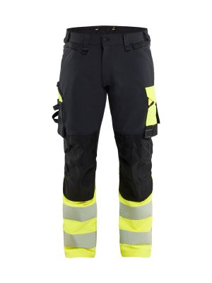 Blåkläder High Vis Work Trousers 4-Way Stretch 1126 9933 Black / High Vis Yellow 71workx Front