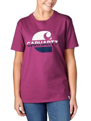 105738 Women's Work T-shirt Graphic Logo Carhartt - Magenta - M