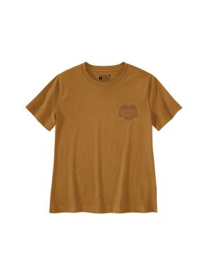 Carhartt 107534 Women Work T-shirt Graphic Heart Print Carhartt Brown BRN 71workx Front