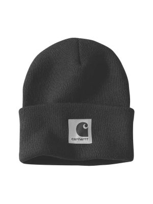 Carhartt women’s rib-knit patch logo beanie 107248 BLK Black 71workx Front