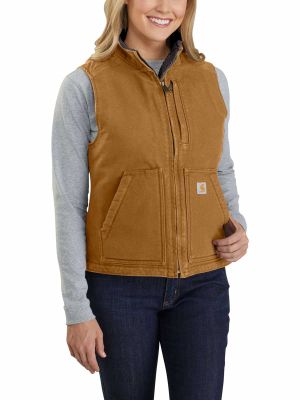 Carhartt Mock Neck Vest Sherpa Lined 104224 Women - Brown