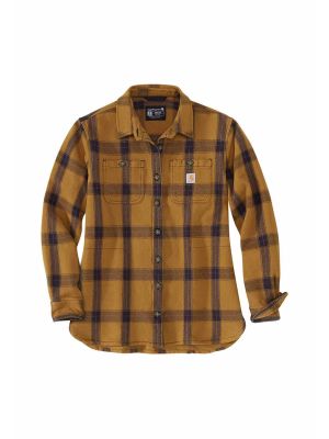 105576 Dames Werkoverhemd Shirt Twill Geruit Carhartt Brown BRN 71workx voor