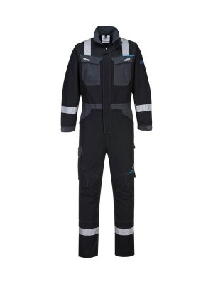 Portwest FR50 Flame Resistant Anti-Static Coverall Black 71workx front Portwest FR50 Flame Resistant Anti-Static Coverall Black 71workx front