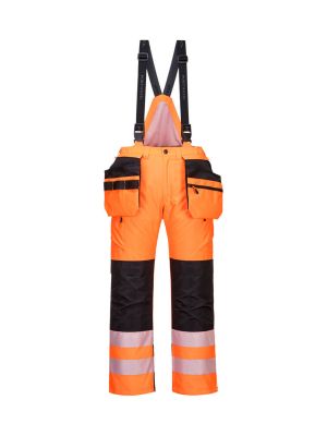 Portwest PW351 PW3 High Vis Winter Bib Trouser Orange Black 71workx front Portwest PW351 PW3 High Vis Winter Bib Trouser Orange Black 71workx front