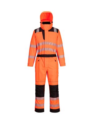 Portwest PW355 PW3 High Vis Rain Overall Orange Black 71workx front Portwest PW355 PW3 High Vis Rain Overall Orange Black 71workx front