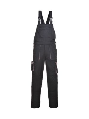 Portwest TX12 Texo Contrast Bib And Brace Black 71workx front Portwest TX12 Texo Contrast Bib And Brace Black 71workx front