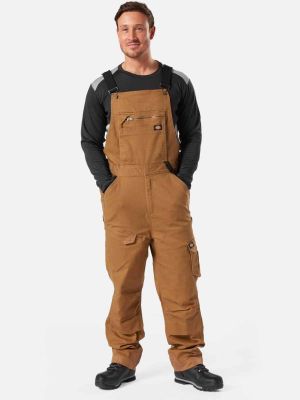 Techduck Cotton Bib Overall Temp IQ Rinsed Brown Duck - Dickies - front