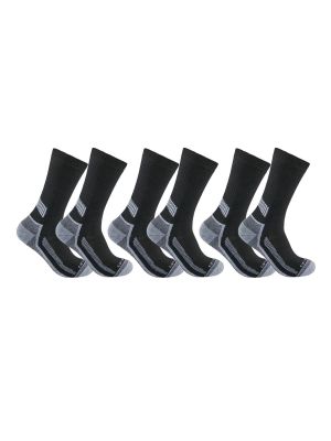 SC4223M Work Socks Force Crew Midweight 3-Pack Black BLK Carhartt 71workx front
