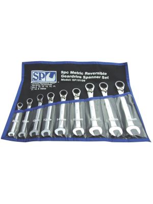 Reversible Geardrive Spanner set 9pc 15° Offset Metric - SP Tools