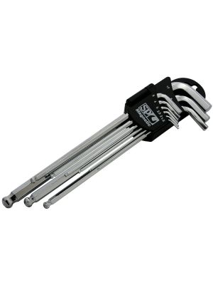 Hex Key Set Metric 9pc Magnetic Ball Drive - SP Tools