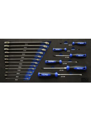 Metric Combination Spanners & Screwdrivers Set 18pc In EVA Foam (Suits SP40101) SP50014 - SP Tools