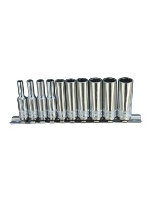 SP Tools SP20140 1/4''Dr Deep Socket Rail 10pc Metric - 12pt SP Tools SP20140 1/4''Dr Deep Socket Rail 10pc Metric - 12pt