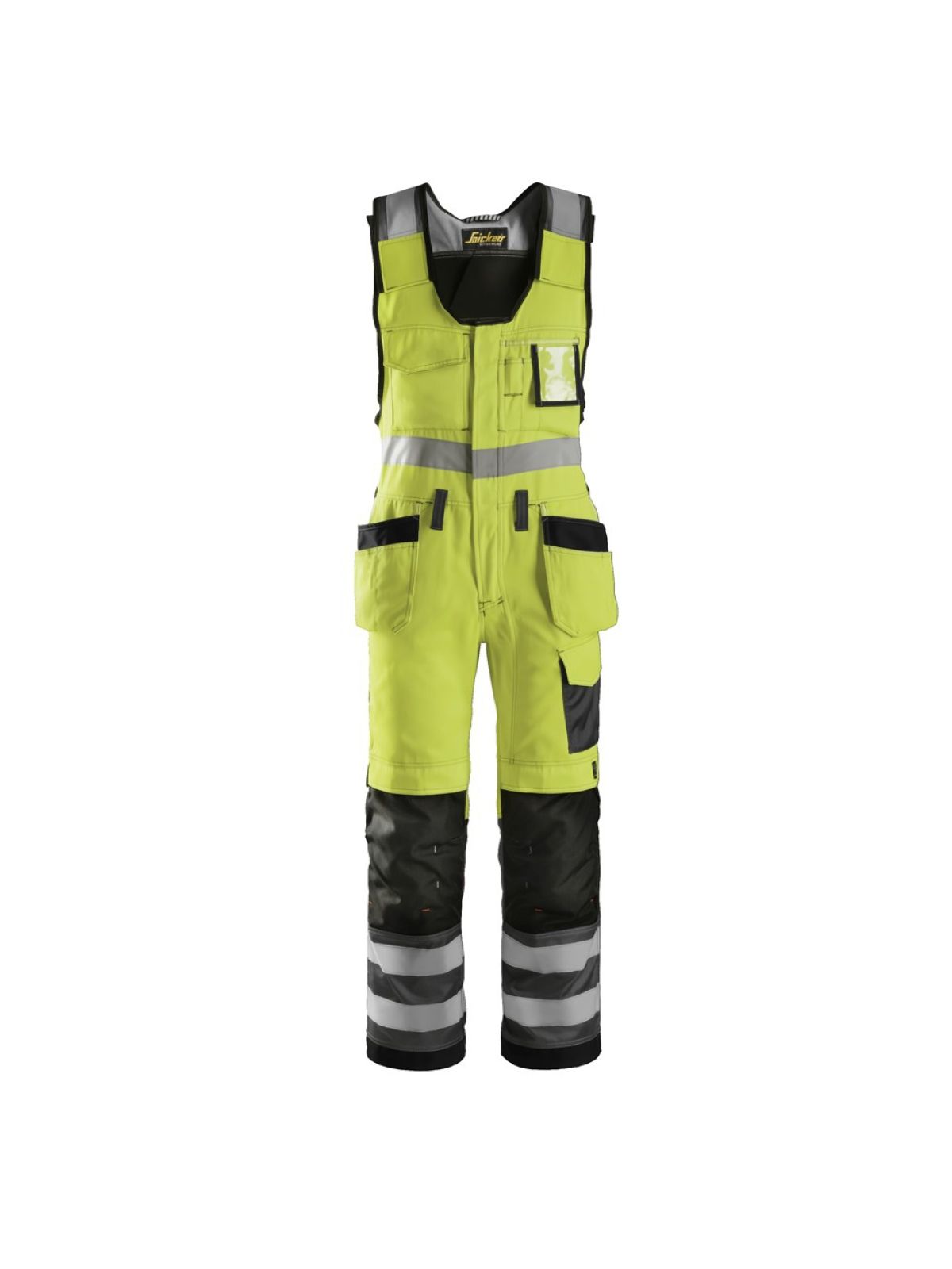 Snickers 0213 Hi-Vis One-Piece Holster Pocket Trousers Class 2 YELLOW 