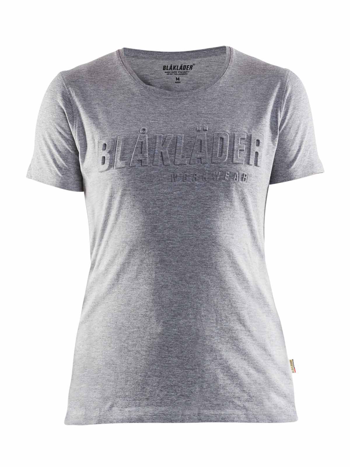 aanklager Implementeren glas 3431-1043 Women's Work T-Shirt 3D Logo - Grey Melange 9000 - Blåkläder