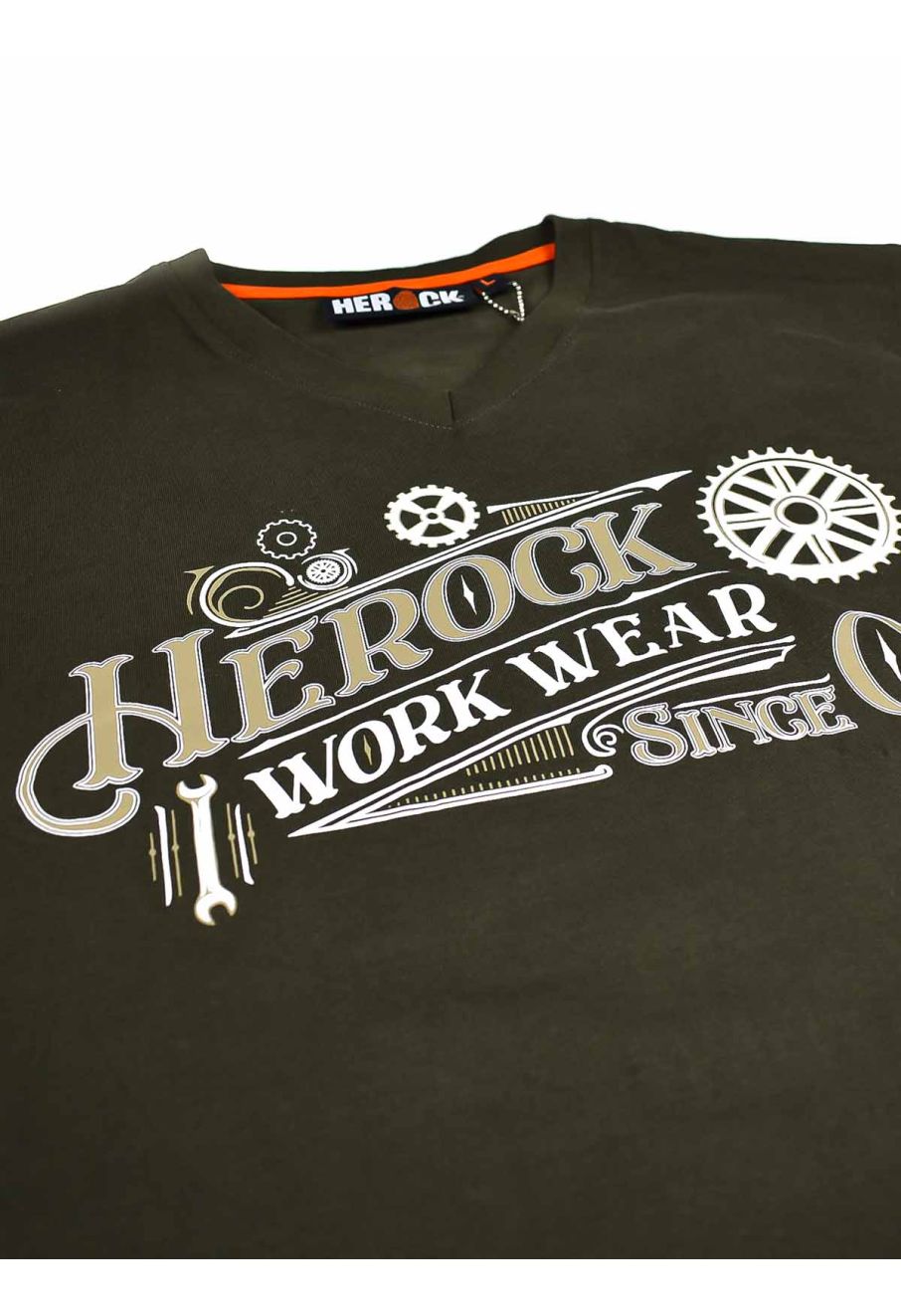 - Graphic Work Herock Light Dark Barber Khaki T-Shirt Logo