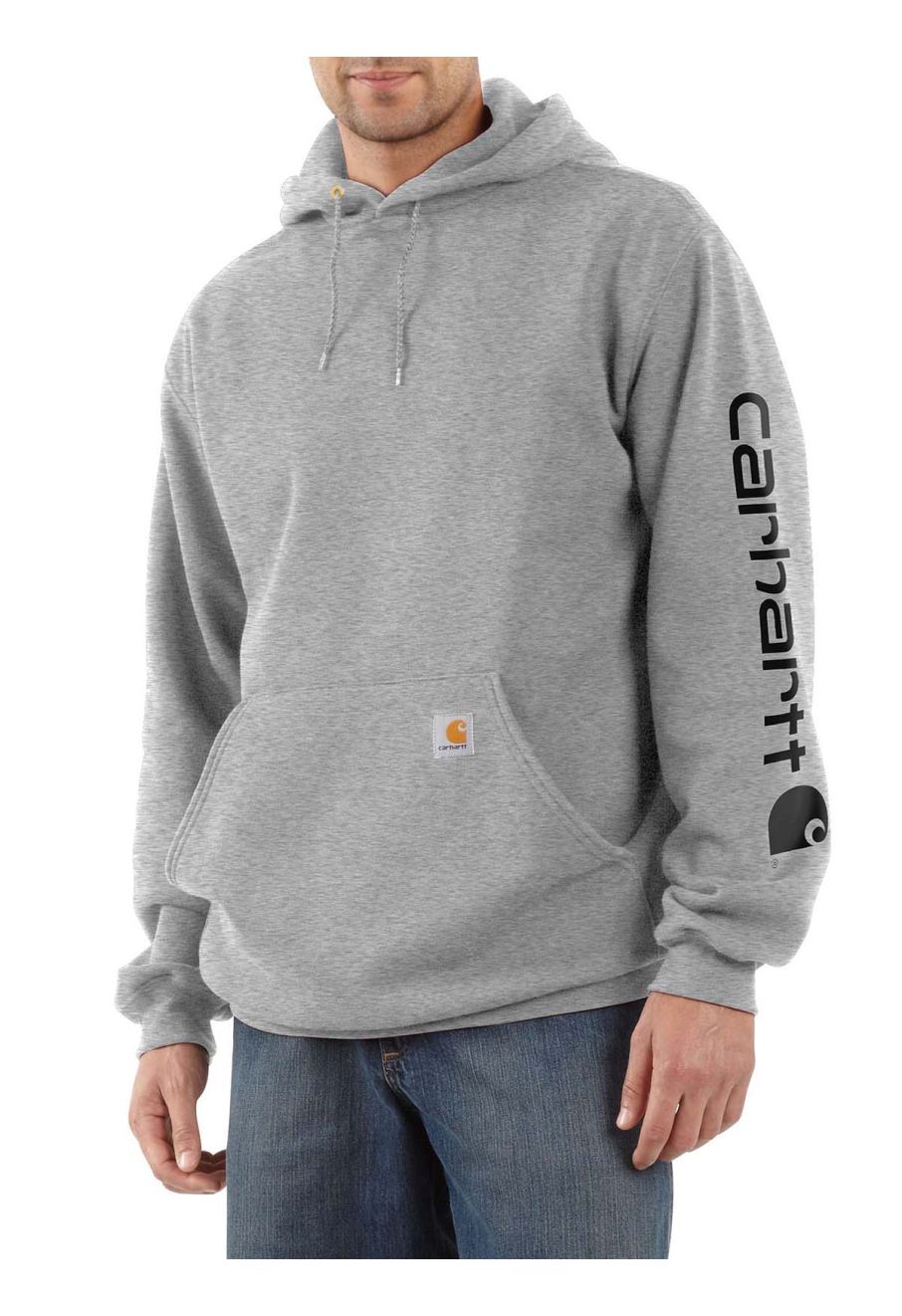 CARHARTT Men's Authentic Hooded Sweatshirt, Signature Sleeve Logo, Hoody,  k288