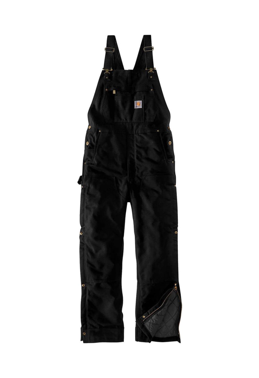 Carhartt Men's Quilt-Lined Washed Duck Bib Overalls - Black,L